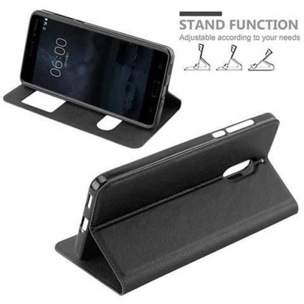 Nokia 6 i COMET BLACK by Cadorabo (Design VIEW) Fullt skyddsfodral med flipskydd, horisontellt stativ och glasögon