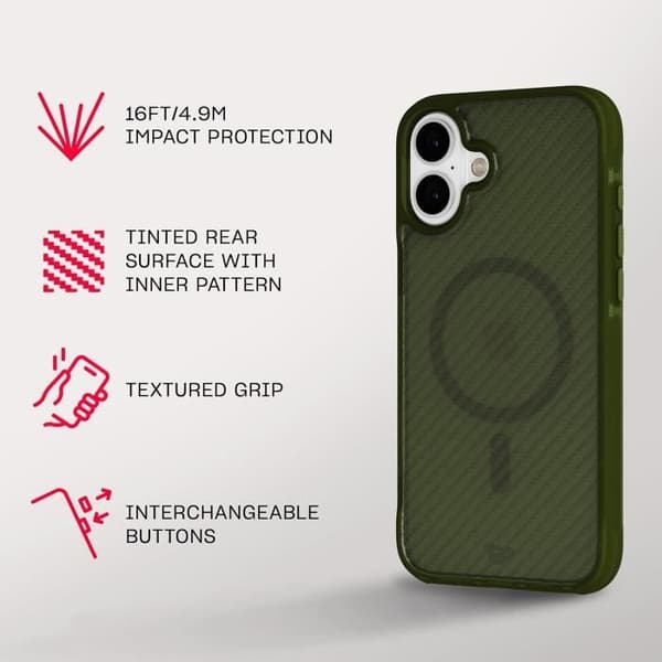 tech21 EvoArmor Skal iPhone 16 Plus - Stötskydd, MagSafe, 100% biologiskt nedbrytbar - Grön Grön