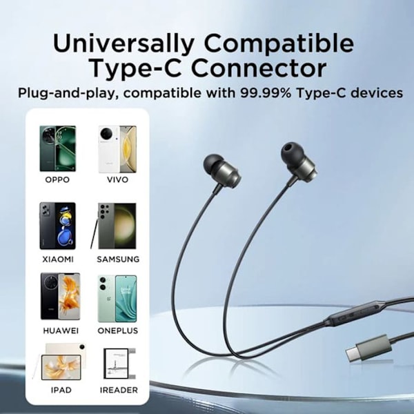 Trådbundna hörlurar - JoyRoom - JR-EC06 - Typ-C - In-ear - Silver Pengar