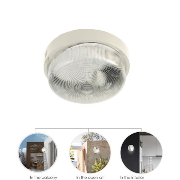 Taklampa utomhus - BIGBOB - Runt hyttventil 22cm - Plast + Glas - E27 max 60W - IP44