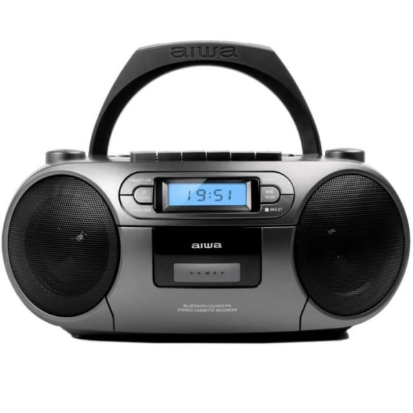 Aiwa BBTC-550MG Grå bärbar CD-spelare med radio, kassett, Bluetooth och USB
