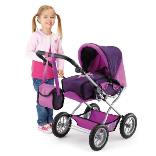 Lila Combi Dockvagn - BAYER DESIGN - Justerbar - Lämplig för dockor upp till 42 cm