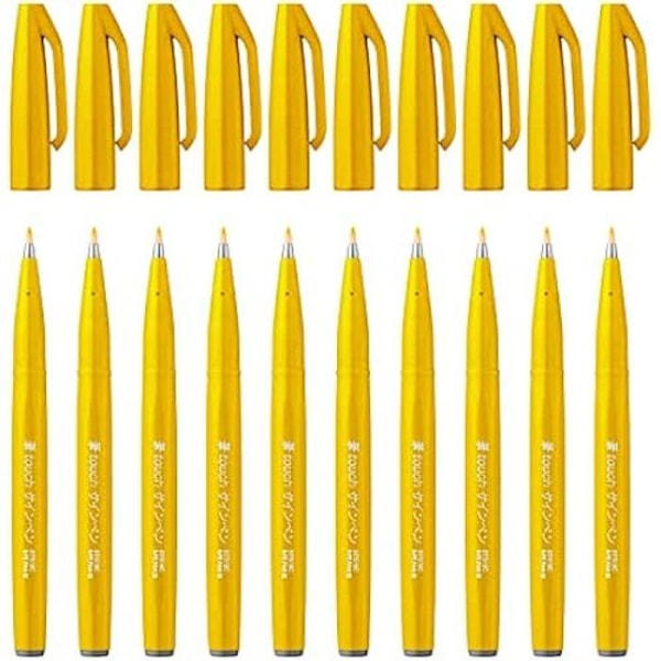Penselpenna - PENTEL - SES15C - Gul - Förpackning med 10 - Akvarellbläck Gul