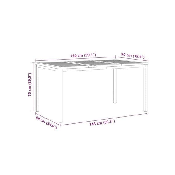 Matbord i teakträ - vidaXL - 150x90x75 cm - Brun - Massivt teakträ - Rektangulär brun