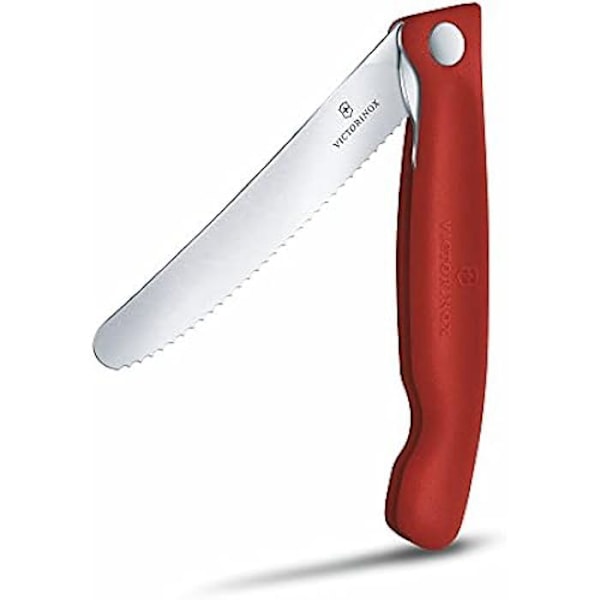 Grönsakskniv - VICTORINOX - Swiss Classic - 11 cm tandat blad - Rostfritt stål - Kompakt design Röd