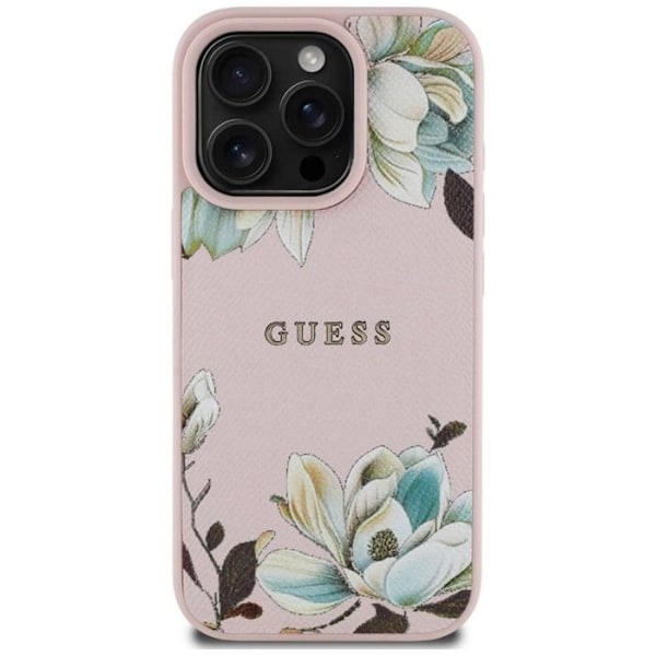 Coque Guess Grained Flower Printed MagSafe för iPhone 16 Pro (rosa) rosa