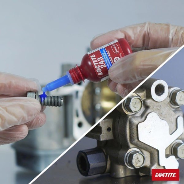 Självhäftande - Henkel tejp - Loctite 243, 10 ml - Loctite 243 bultlim, 10 ml flaska