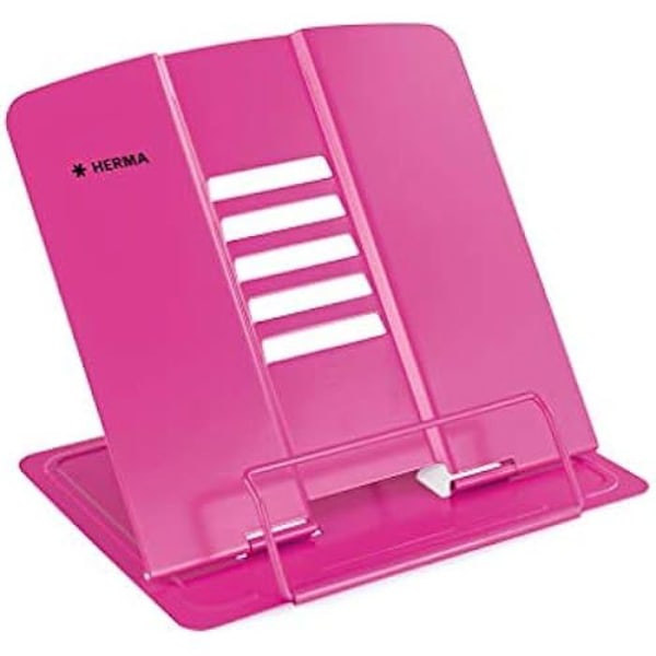Bokstöd - HERMA - Metall - Justerbar i 5 nivåer - Halkfri - 19,8 x 22,2 cm ihopfälld Rosa