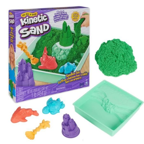 Kinetic Sand - Slottssandlåda 454G - Natursand för solida och färgglada skapelser