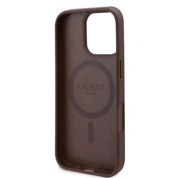 Coque pour iPhone 16 Pro - Guess Hardcase 4G Flower Print Flower Print MagSafe (GUHMP16LP4ROPEMCW) - Marron brun