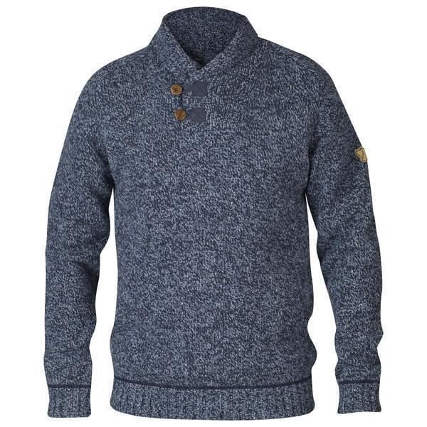 Pull Homme - Fjällraven - Lada Sweater M - Lammull - Sjalkrage - Mörk Navy mörk marinblå jag