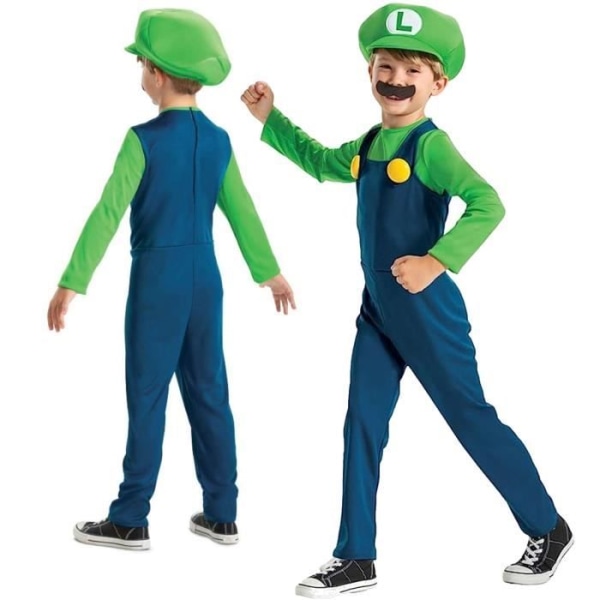 Super Mario Luigi karnevalsdräkt - DISGUISE - Barn 7-8 år - Blå, Grön, Vit Blå grön
