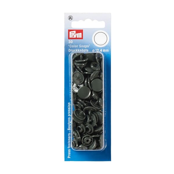 Sytryckknappar - PRYM - 30-pack - Runda - Ø 12,4 mm - Mörkgrå - Säkert och diskret stängning Mörkgrå