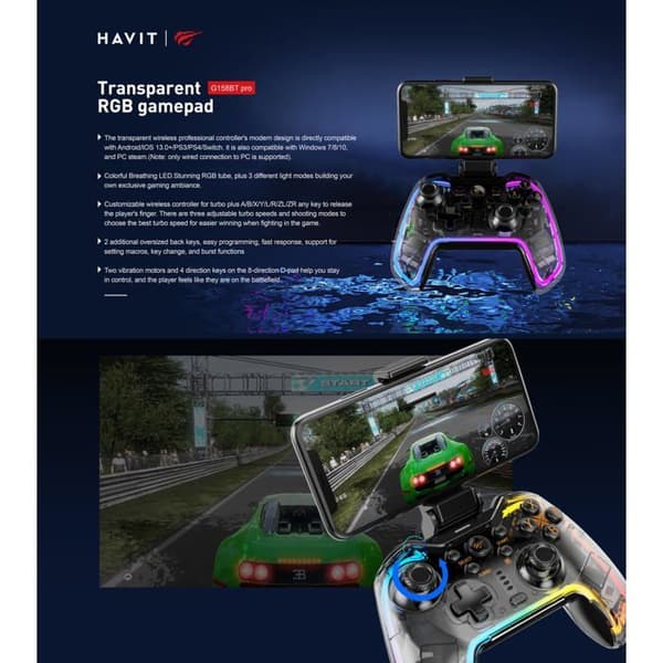 Trådlös kontroller - Havit - G158BT Pro - Vit - PlayStation