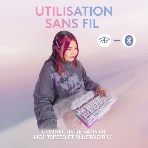 Spel Tangentbord - Trådlös - Logitech G - G715 - Mekanisk - Handledsstöd - Linjär Switch - AZERTY - White Mist