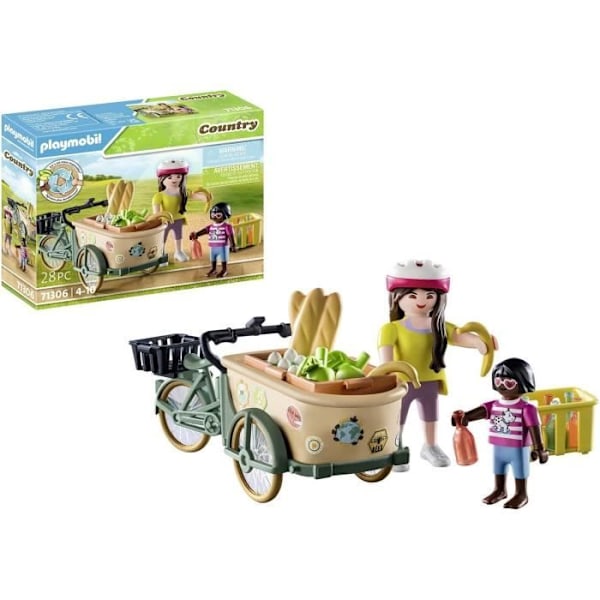 PLAYMOBIL - Cyklist med cykel och framvagn - Gård - Leksak för barn från 4 år och uppåt Flerfärgad