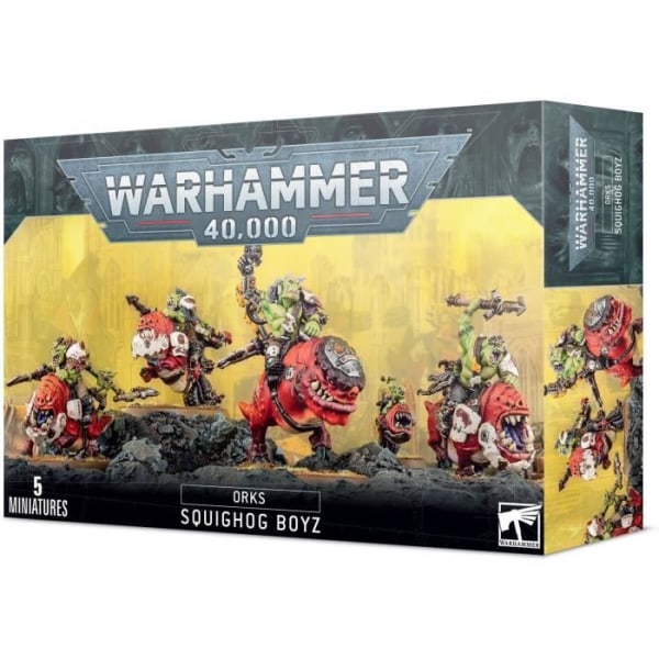 Games Workshop Warhammer 40k statyett - Orks Boyz on Squigliers - röd/grön - TU