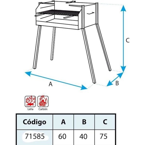 Grill - IMEX EL ZORRO - 71584 - Stål - 60x40x75 cm - Stöd för paellapanna