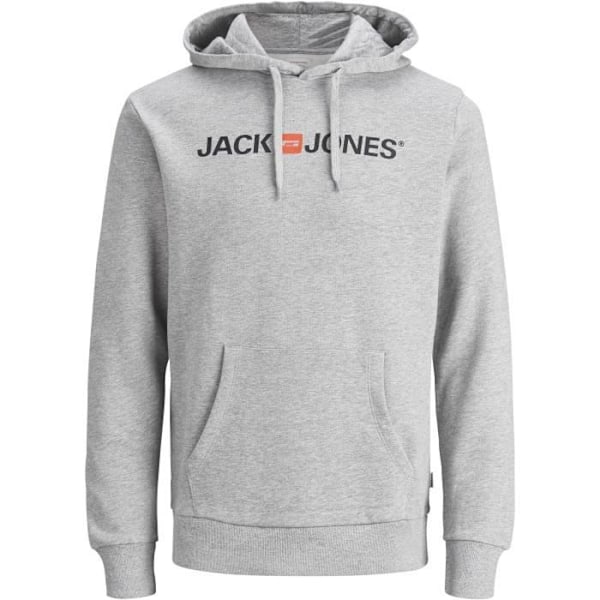 Hoodie - JACK & JONES - Ljusgrå Melange - Långa Ärmhem - Huva - Man Grå XL