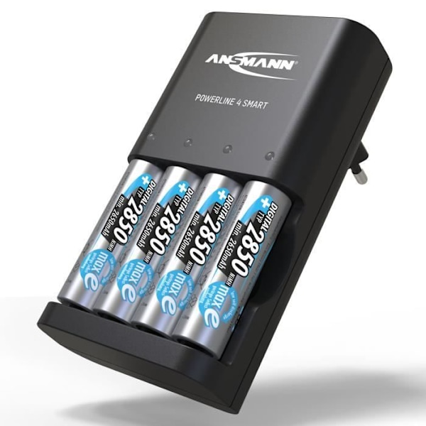 Batteriladdare - ANSMANN - Powerline 4 Smart - 1 till 4 AA/AAA-batterier - LED-skärm - Reparationsläge