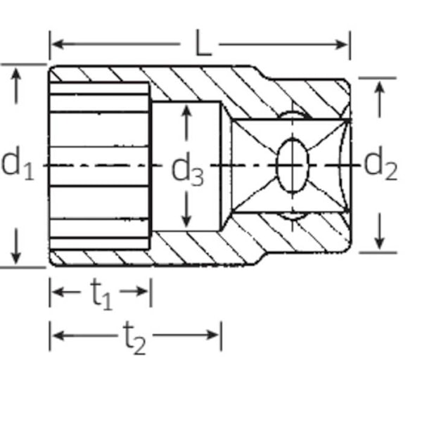 Extern insexhylsa 13 mm Längd: 23 mm Stahlwille 01010013 Thruster: 1/4 (6,3 mm) 1 st.