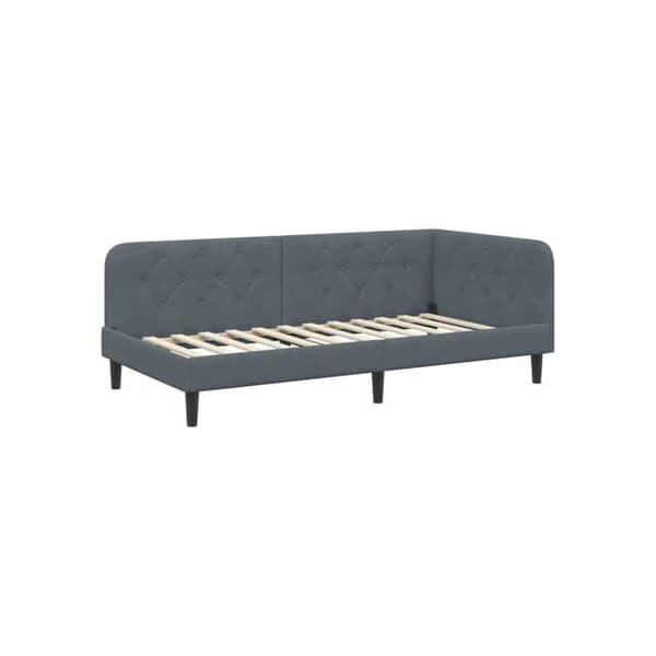 Vinkelsängram i sammet - vidaXL - Mörkgrå - 90x200 cm - L-formad design - Mångsidig säng-soffa - Ribbram Mörkgrå