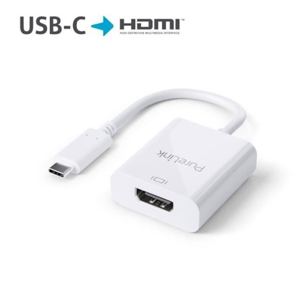 PureLink USB-C till HDMI-adapter - 4K60 - iSeries 0,10m, Vit - IS180