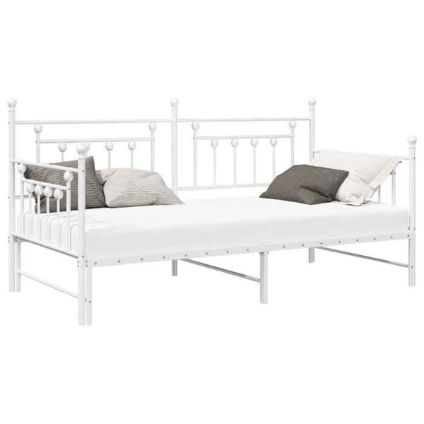 vidaXL Dagbädd Ram Vit 90 x 200 cm Stål 42002680