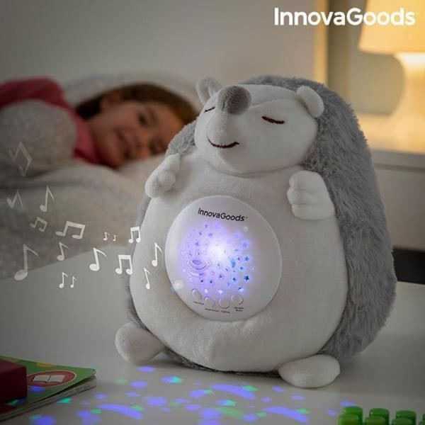 Hedgehog Plyschleksak med vitt brus och Spikey Night Light - InnovaGoods - Svart - One Size svart