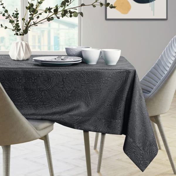 Bordduk - Gaia - Polyester 110x200 cm - Grafit - Pressat växtmönster Grafit