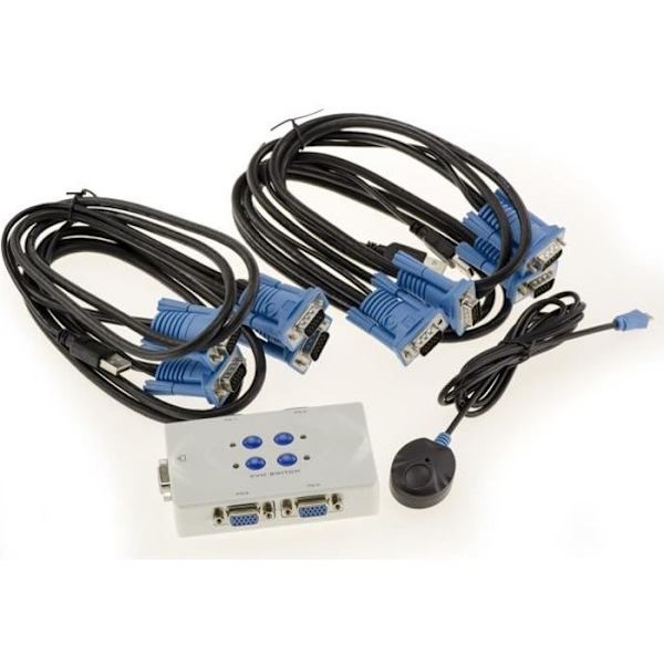 KVM-switch - Ej specificerad - 4 portar - USB och VGA - Fjärrkontroll ingår - Upplösning 2048x1536