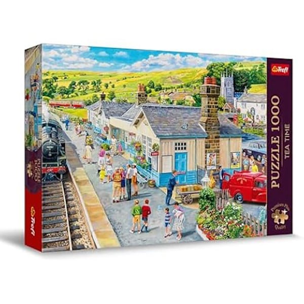 Puzzle - TREFL - Teatime - Station - 1000 bitar - Nostalgisk stämning - Ekologisk Flerfärgad