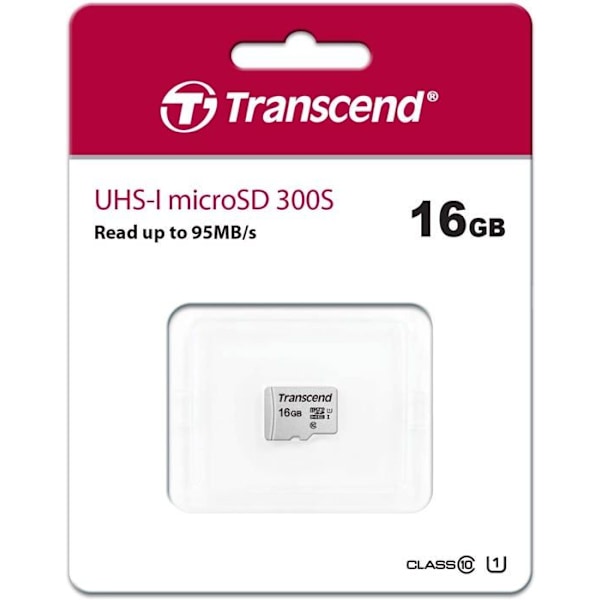 TRANSCEND 300S flashminneskort - 16 GB - UHS-I U1 / Class10 - Micro SDHC