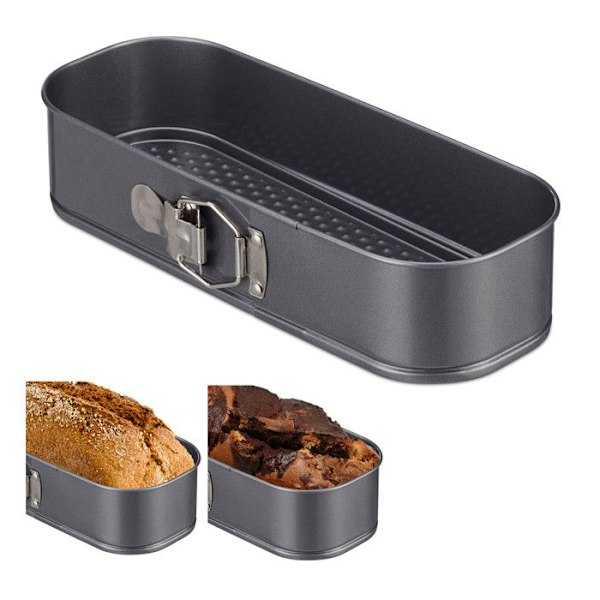 Relaxdays Fällbar rektangulär form, rektangulär bakform, avtagbar, non-stick, 31 x 12 cm, antracit Antracit