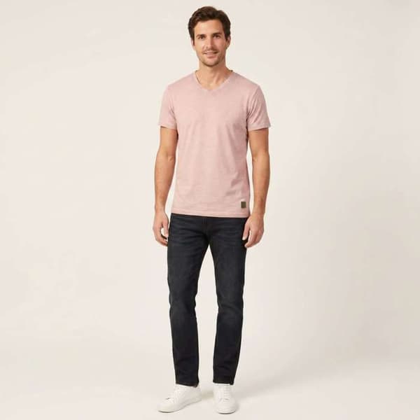 Rak v-ringad t-shirt Ros S