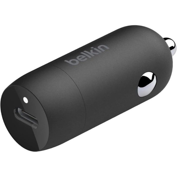 Batteriladdare för bil - BELKIN - 30w USB PD - Cigarettändare - Svart och Vit - USB Typ-C Svart