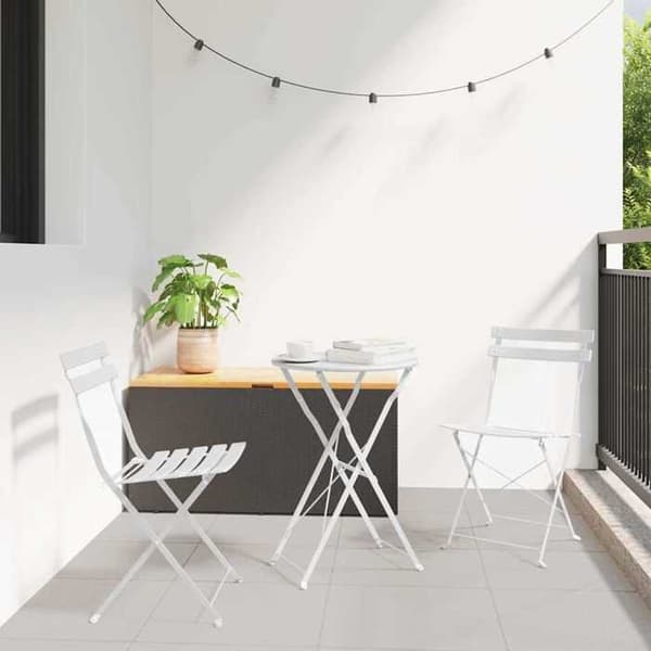 vidaXL Bistroset 3 delar Fällbar Vit Stål 42002968