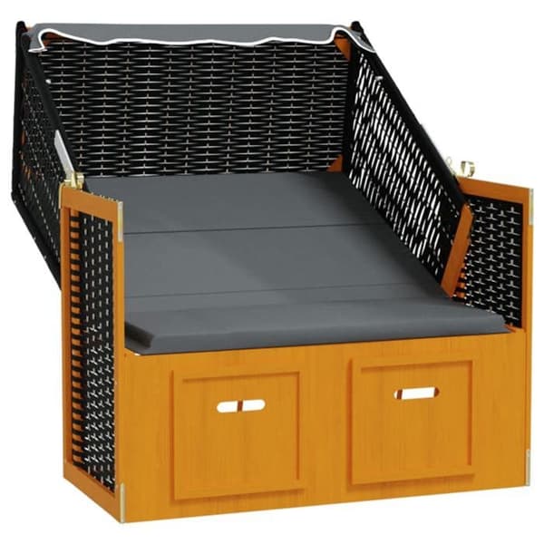 vidaXL Strandkorb med tak av flätad resin och solid antracitträ 318658