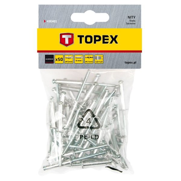 Aluminiumribbets 4,0 x 8 mm, 50 st.