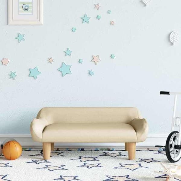 vidaXL Barnsoffa crème 70x40x24 cm tyg, mini soffa, mini soffa-stol, mini soffa för barn, soffa 3196343