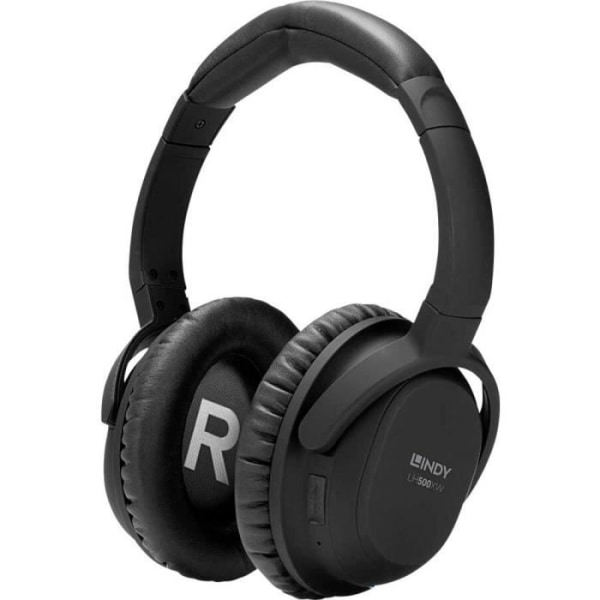 LINDY LH500XW Hi-Fi Bluetooth On-Ear-hörlurar, trådanslutna svarta brusreducerande headset, volymjusterbar, Co
