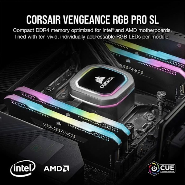 CORSAIR DDR4 PC-minne - VENGEANCE RGB PRO SL 32GB (4x8GB) - 3600Mhz - CAS 18 (CMH32GX4M4D3600C18)