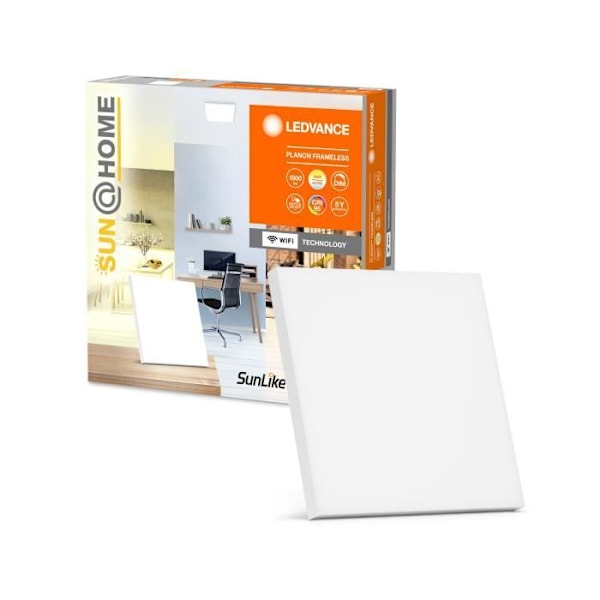 LEDVANCE SUN HOME LED taklampa, vägglampa WiFi vit 20W dimbar, 1800 Lm, 2200-5000k, 30cmx30cm, CRI>95, vägglampa Vit