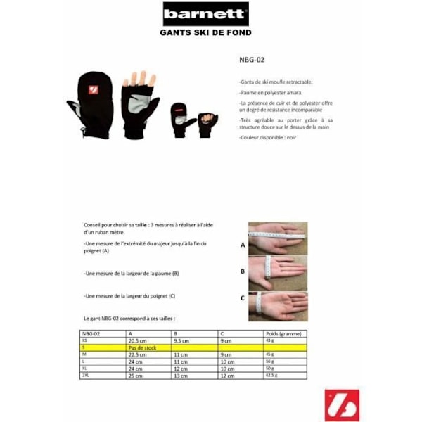 Skihandskar - NBG-02 - Fällbar vante - Svart - Storlek L - Kalla resistenta Svart jag