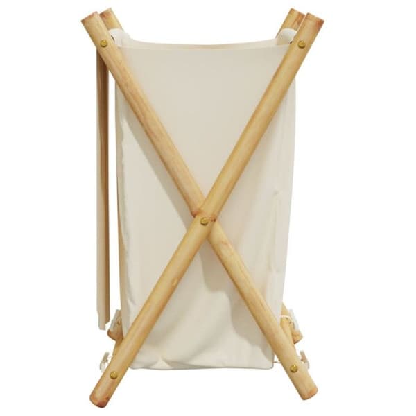 Tvättkorg - vidaXL - Bambu - Krämvit - Modern design - Fällbar Vit grädde