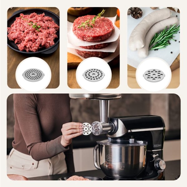 Multifunktionell 3-i-1 ZEEGMA Planeet Multi - Kökassistent - Köttkvarn - Mixer - 1900 W - Skål 6,2L - Kökrobot