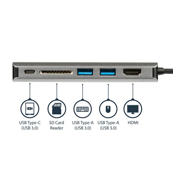 Multiport-adapter - StarTech.com - DKT30CSDHPD3 - HDMI 4K - USB Power Delivery 3.0 - 5 portar