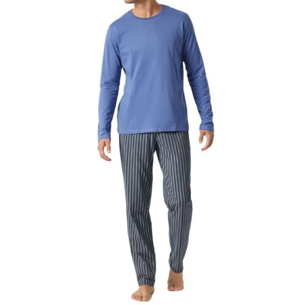 Schiesser Lång pyjamas Herr Mode Nattkläder Ekologisk bomull blå jeans XXXL