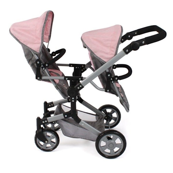 Kombinerad barnvagn - Bayer Chic - 690-15 - Rosa - Justerbar - För dockor upp till 52 cm grå-rosa