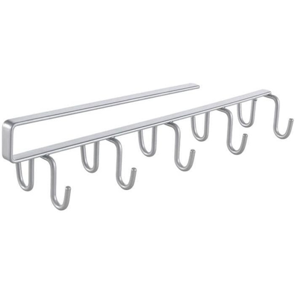 Upphängningskrokar - Metaltex - 25 x 6 cm - Metall i silverfärg - Praktiska för köket - Enkel montering Silver